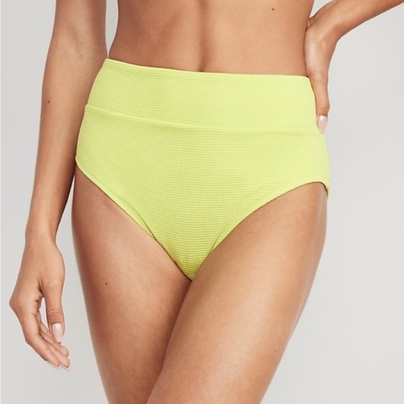 Old Navy Womens High-Waisted Pucker Classic Pousse Verte Bikini Swim Bottoms 3X - Picture 1 of 10